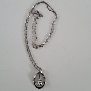 Dangling Faux Tear Drop Diamond Necklace